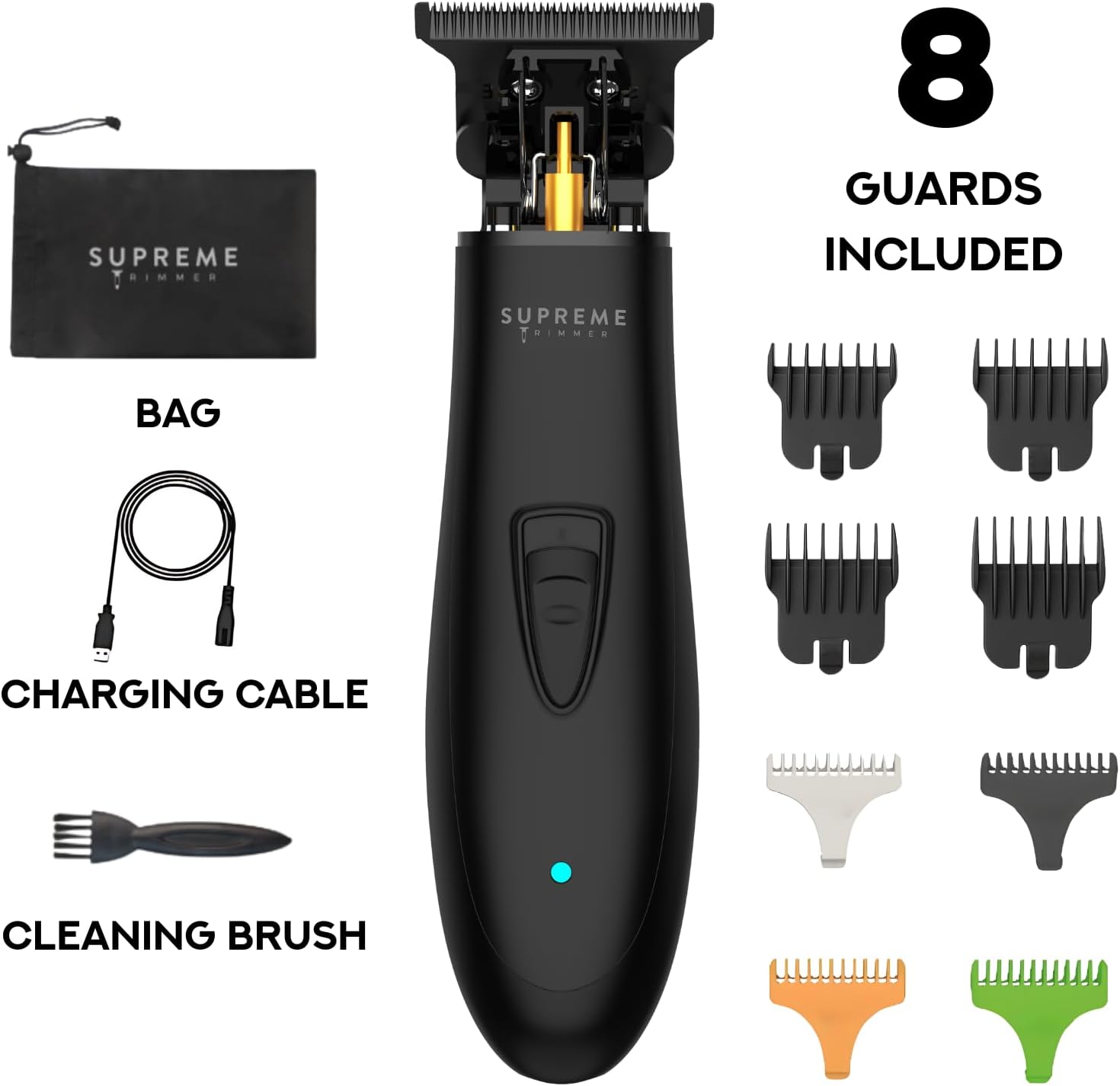 Supreme Trimmer Professional T Shaper | Cordless Hair & Beard Liner for Men | Low Noise, Precision Edger Clippers | Ideal for Sensitive Skin, Kids & Elderly | Barber & Home Use