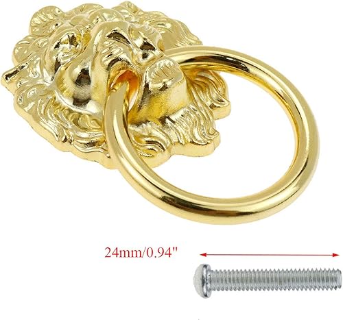 Miniatura 8 de Coshar 10 tiradores de cabeza de león para cajón de armario de tocador, estilo retro, plateado, 1.6 x 2.6 pulgadas