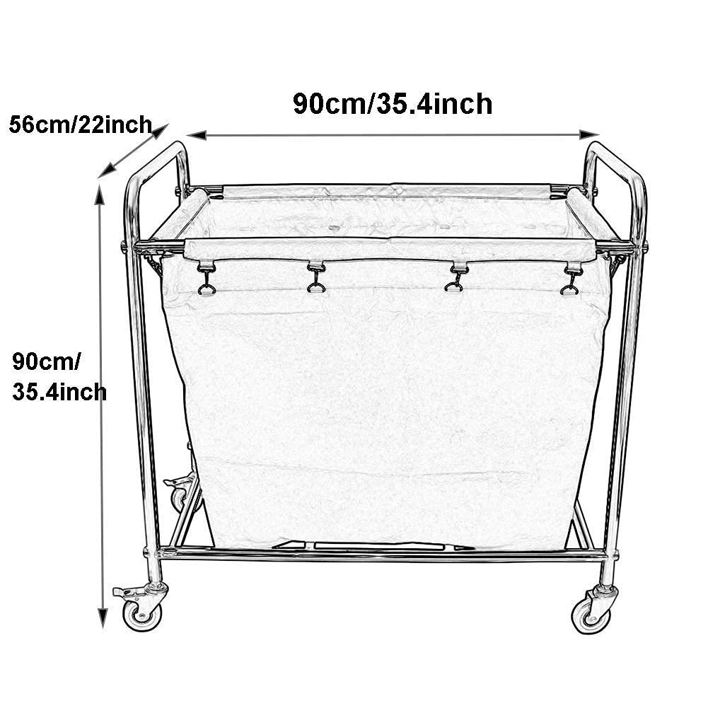 DFEDHF Movable Trolleys, Kitchen Storage Hand Trucks, Laundry Sorter Cart,Hotel Room Service Laundry Room Hotel Cart Trolley,Stainless Steel/Blue/90 * 56 * 90Cm(Blue-90 * 56 * 90Cm)