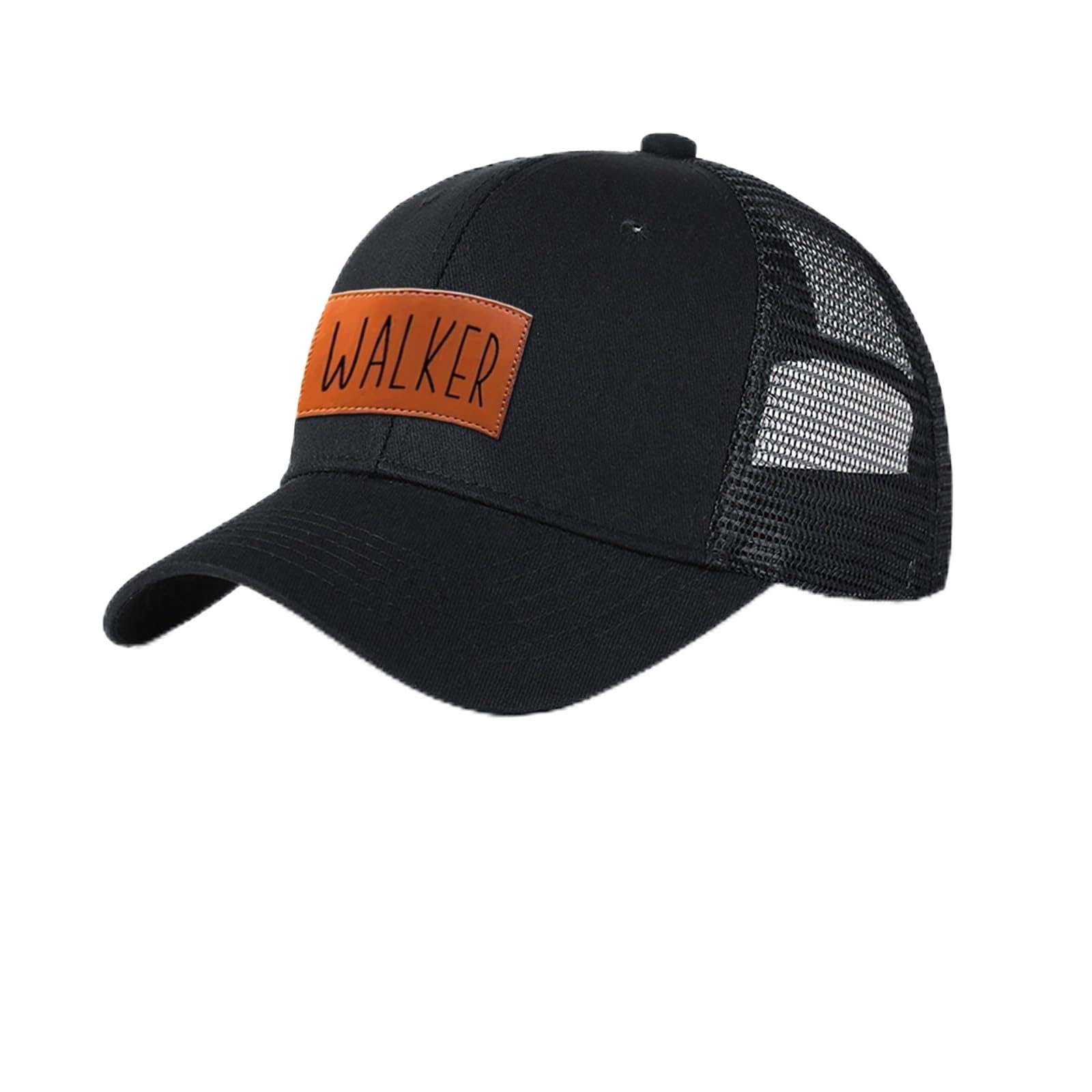 Rucekia Personalized Toddler Baby Mesh Cap: Custom Name Baseball Cap with Adjustable Snapback, Personalized Gift Sun Protection Trucker Hat for Infants Kids Adults (Black)