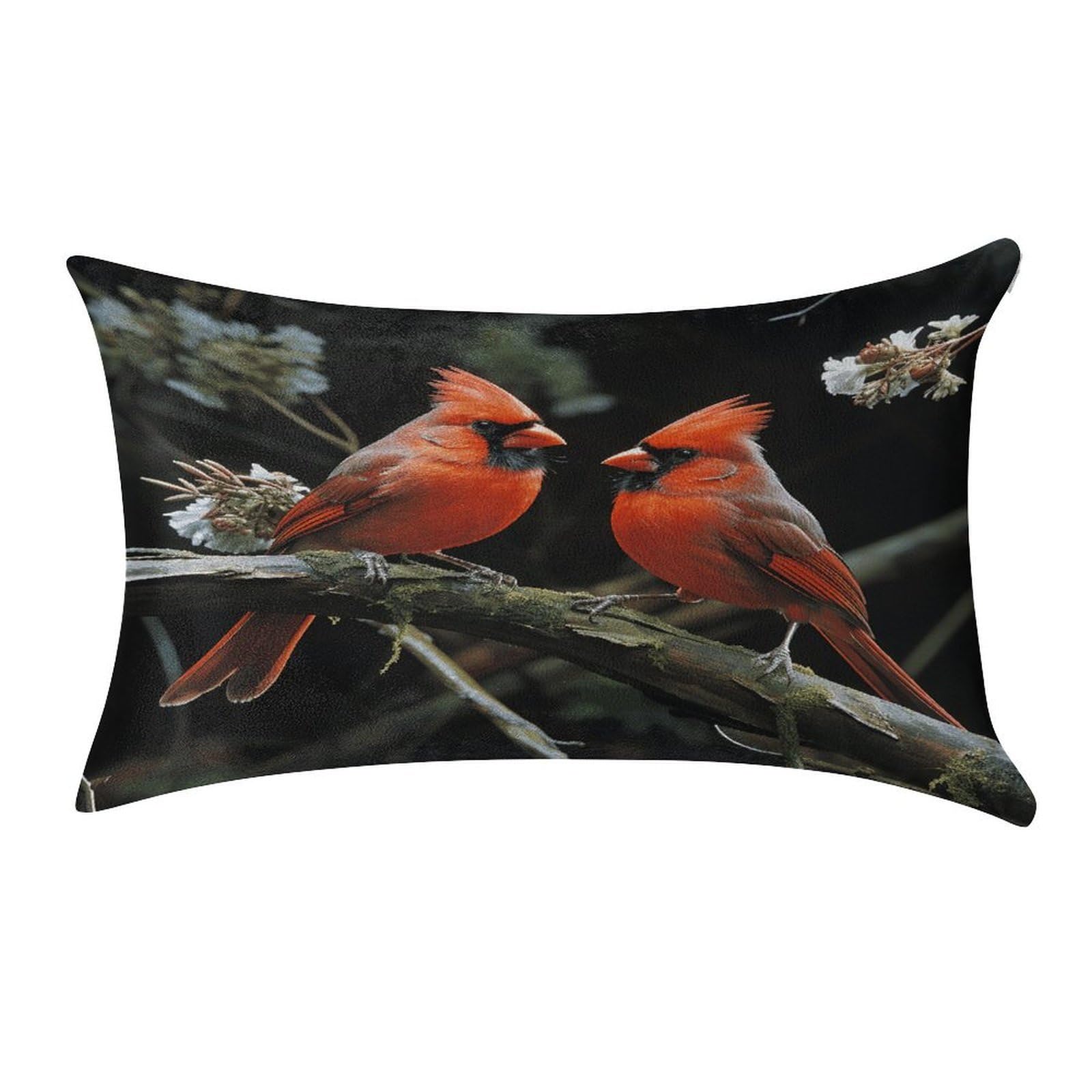 VstaDank Cardinals Birds Fauna Wild Pillow Covers Super Soft Pillow Cases Rectangular Throw Pillowcase Decorative Luxury Cushion Cases Velvet Lumbar Pillow Shells with Zipper 12 X 20 in