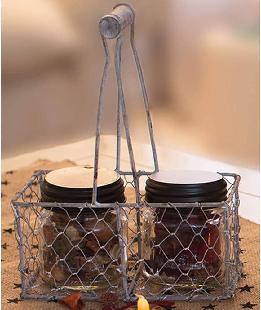 WT Collection White Mesh 2 Half-Pint Holder (Jars Included), 8