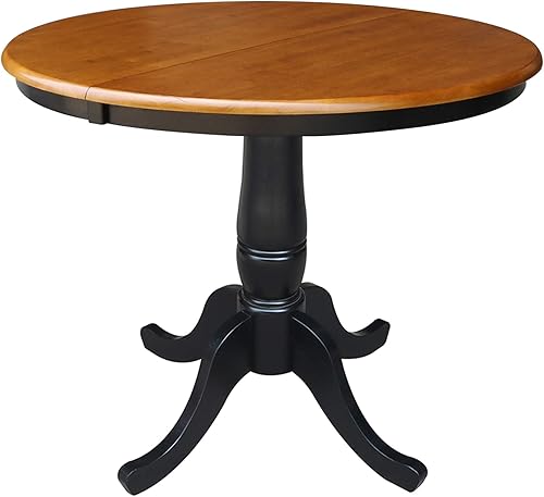International Concepts Mesa de pedestal redonda de 35.8in con hoja de 11.8in, altura de mesa estándar de 29.9in, color negro y cereza