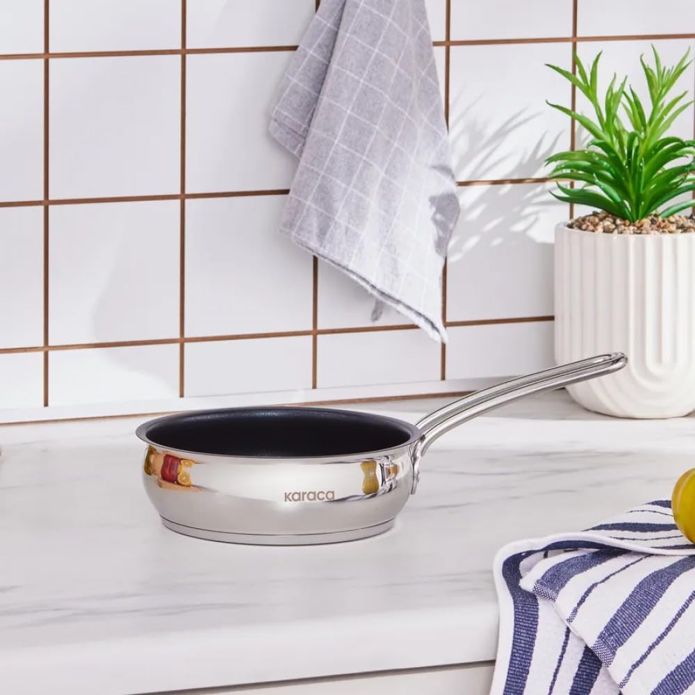 KARACA Emirgan Stainless Frying Pan, 16cm, Silver