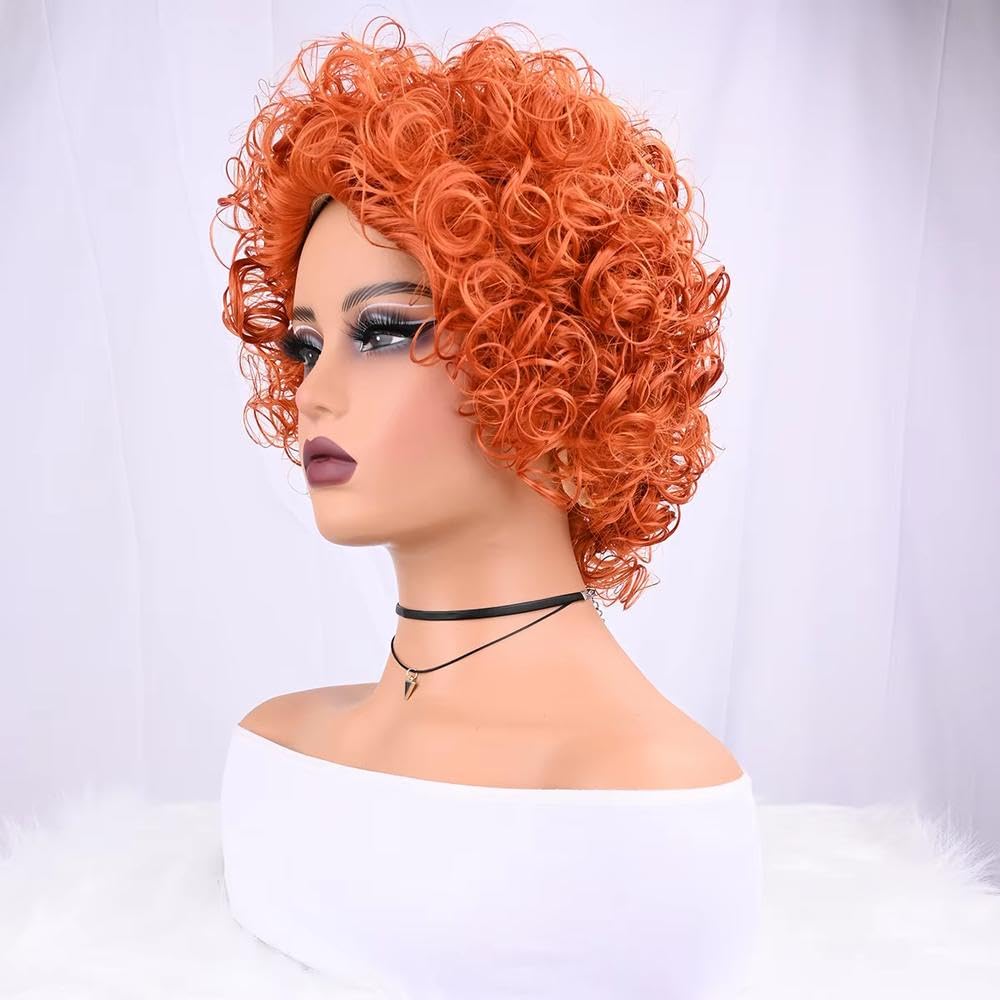 Parrucca Arancione Per Capelli Corti Ricci Per Le Donne Parrucche Da Indossare Ogni Giorno Per Feste Cosplay