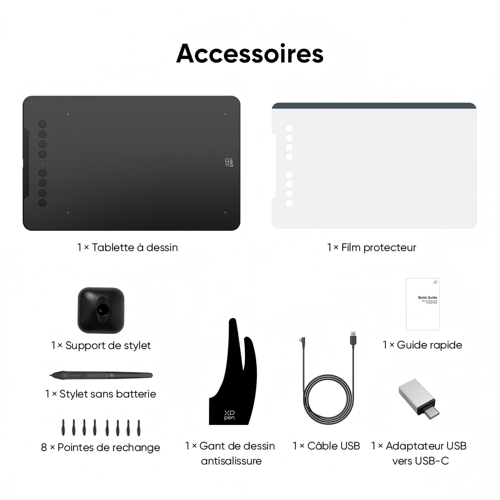 XPPen Deco 01v3 Tablette Graphique 10 Pouces 16384 Niveaux de Pression 8 Raccourcis Personalisables