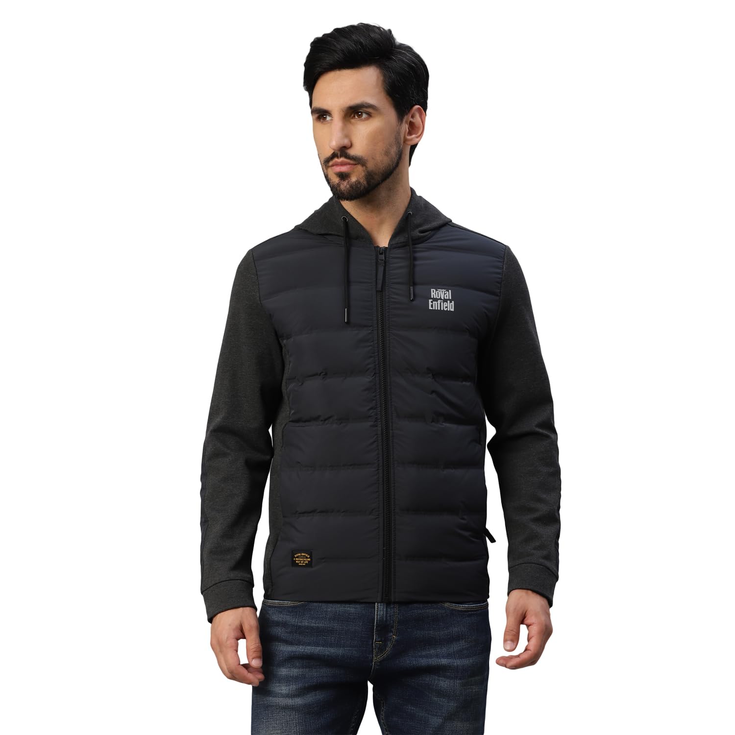 Royal Enfield HYBRID DOWN SWEAT DARK GREY (XL) 44 CM : Amazon.in