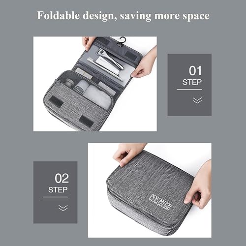 Miniatura 6 de Neceser para hombres y mujeres, bolsa de cosméticos de viaje de gran capacidad con gancho para colgar, organizador de maquillaje de viaje colgante