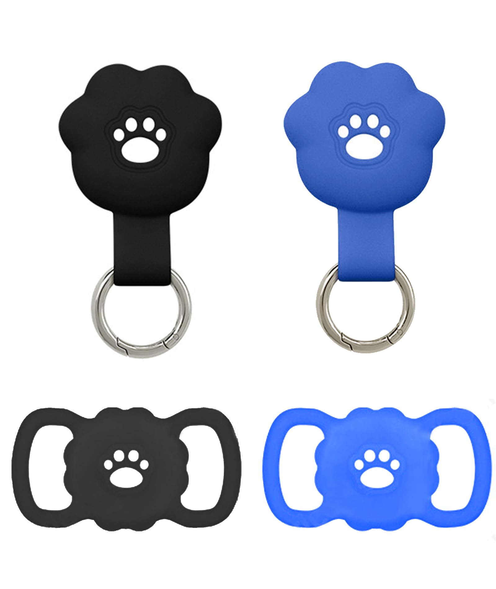 4 Pcs Airtag Holder, Tracker Device, Airtag Case for Airtag Case Locator Tracker Anti-Lost Device Keychain Protection (Black and Blue)-image-7