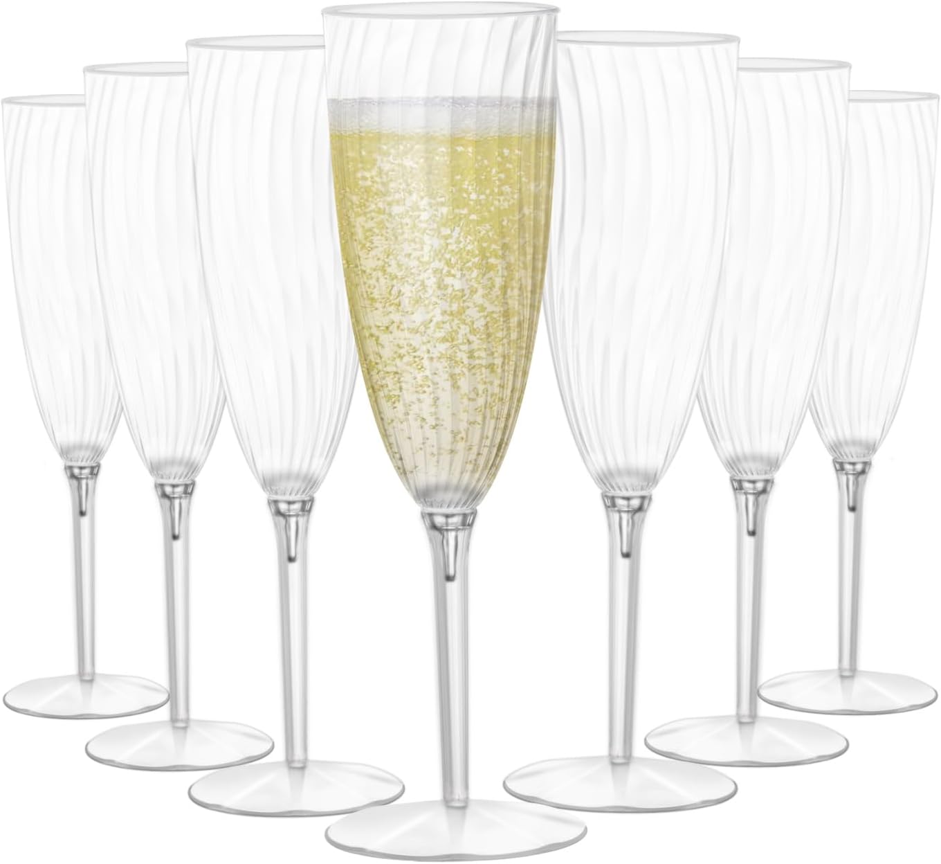 Homvle Plastic Champagne Flutes 96 Pack, Disposable Plastic Champagne Glasses 6 OZ, 1- Piece Construction Plastic Wine Glasses for Parties/Wedding