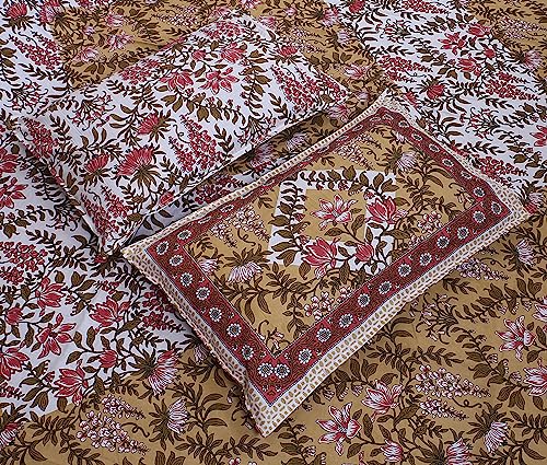 Image of Braise Premium 100% Pure Cotton | Double Bedsheet | King Size 100 x 108 inch with 2 Pillow Covers - GLRY02 (Brown)