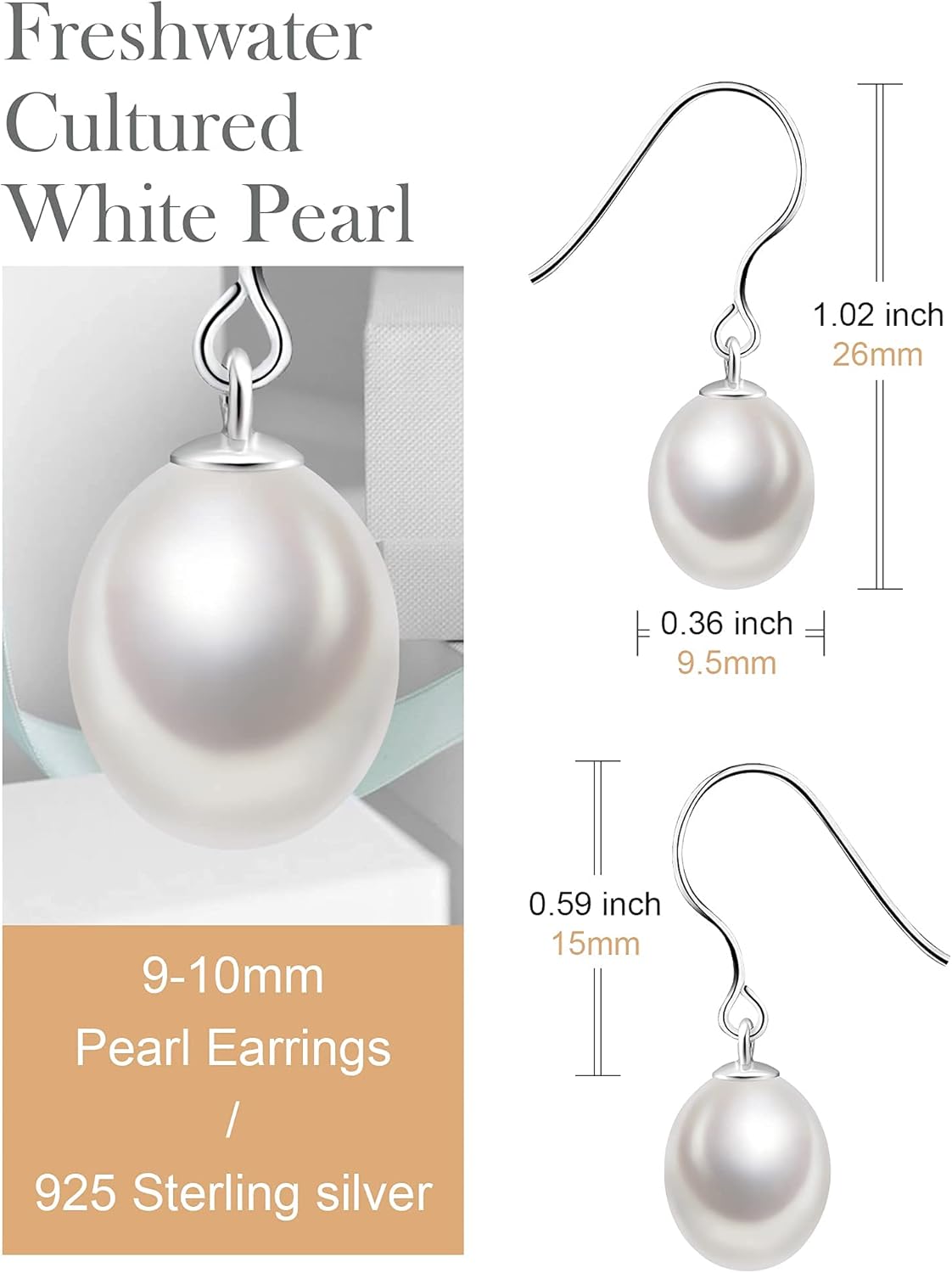HXZZ Fine Jewelry Women Gifts 925 Sterling Silver Freshwater Cultured Teardrop White Pearl Pendant Necklace