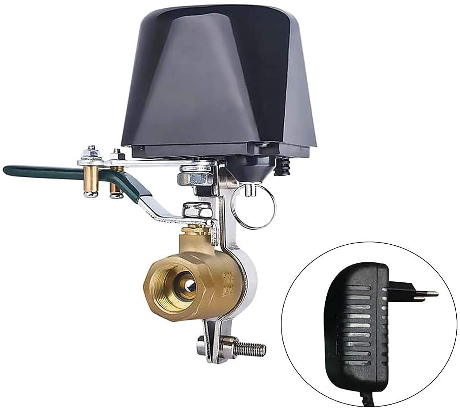 Valve d'eau/gaz compatible avec Alexa/Google Assistant, télécommande WiFi Valve de contrôle d'automatisation pour régulateur d'eau/gaz Manipulateur de valve à 4 points 1/2