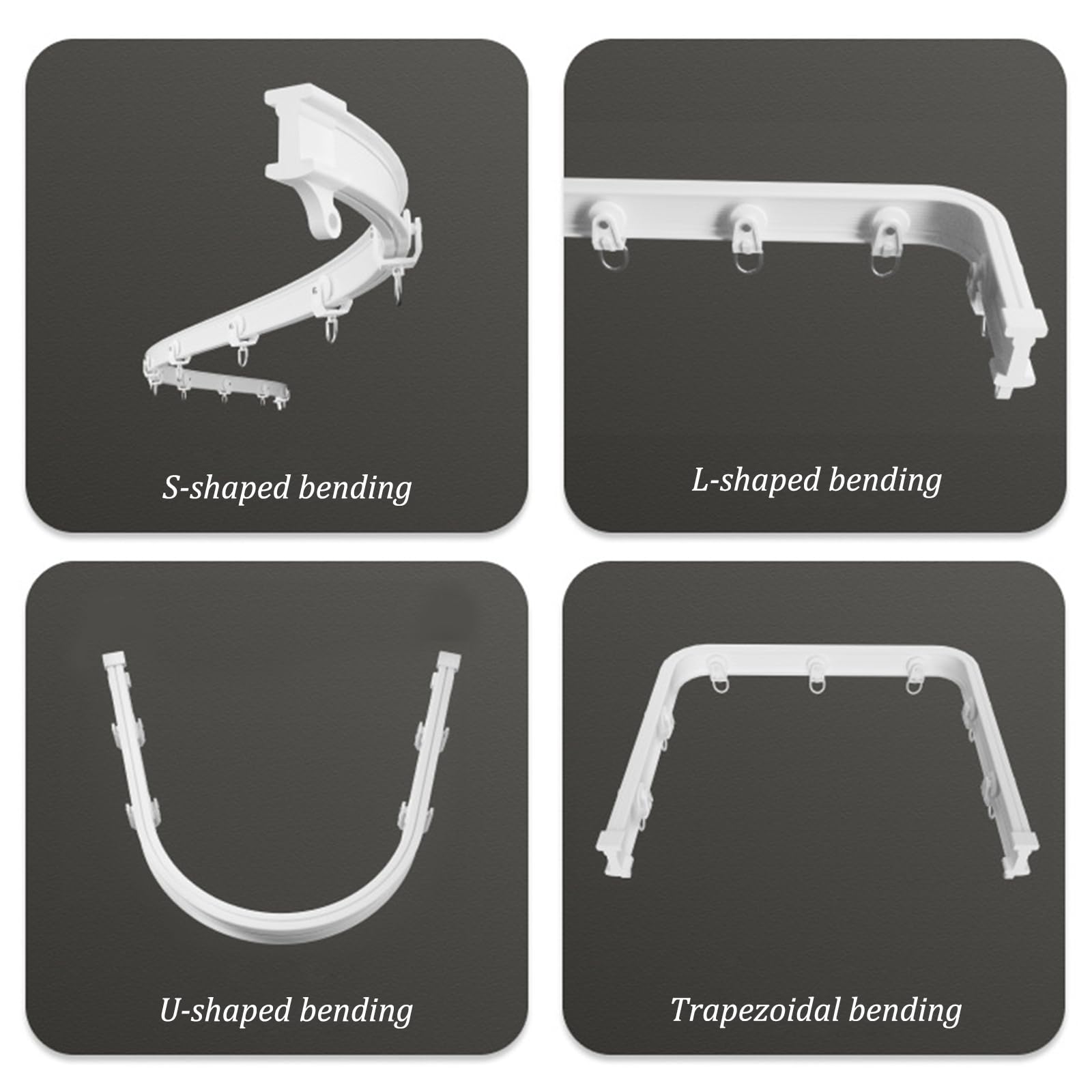 Tringle à Rideau Pliable Pour Baie Vitrée - 3 M - Flexible Et Incurvée - Support De Plafond Ou