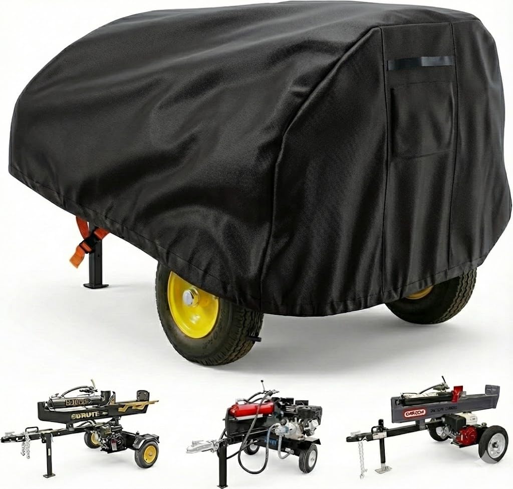 Heavy Duty Log Splitter Cover, Waterproof Oxford Cloth, for 15-45 Ton Gas or Electric Log Splitters, 94" x 49" x 41", Weather Resistant Storage Cover, Easy to Clean, Black-image-16