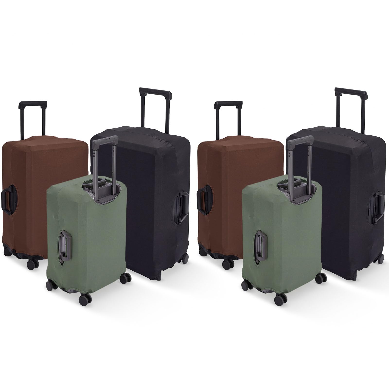 Aliceset 6 Pack 3 Größen Gepäckabdeckung Kofferschutz Set Reisegepäck Kofferhüllen für alle gängigen Koffergrößen (Schwarz, Grün, Braun)
