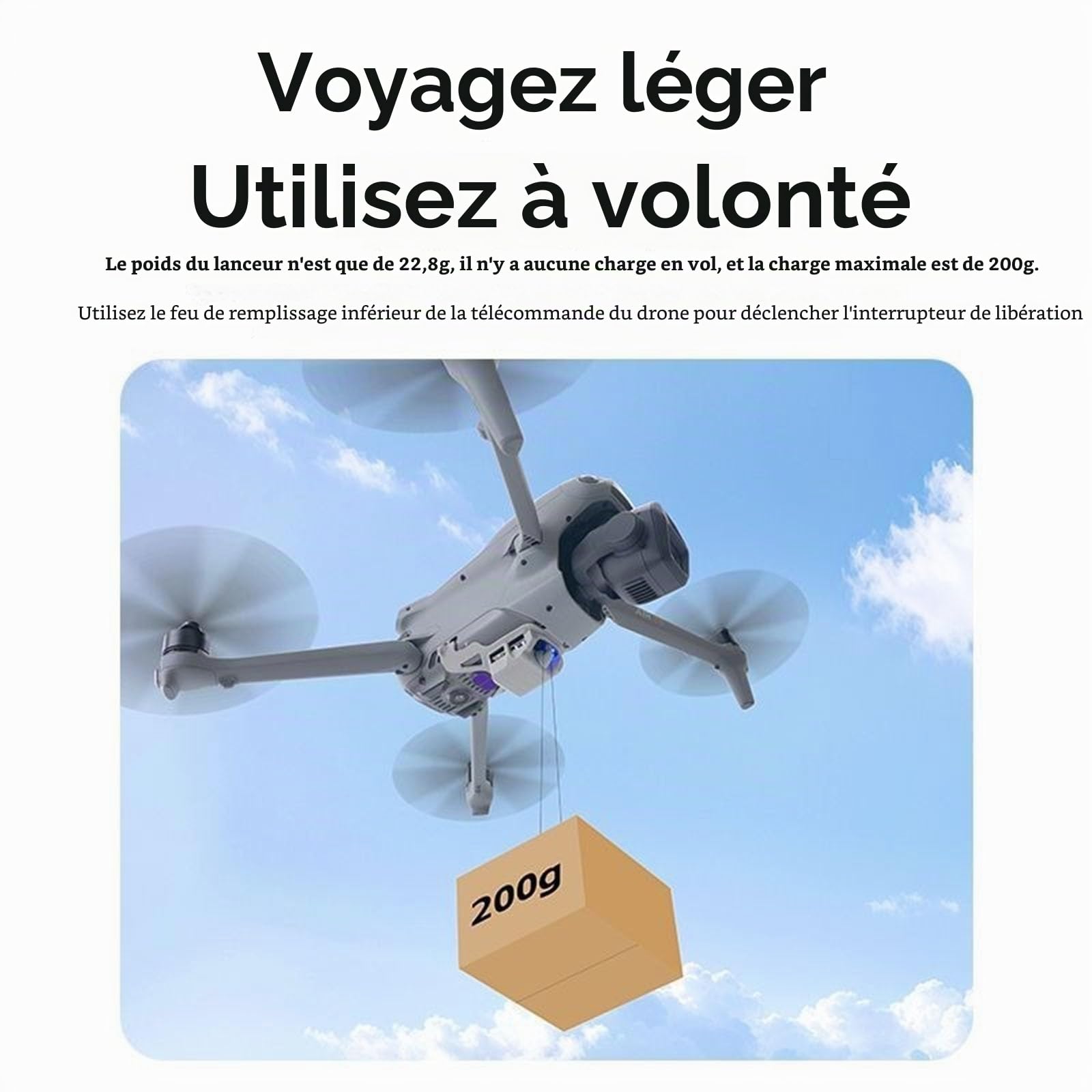 Système de lancement aérien LICHIFIT pour DJI Air 3S, dispositif de transport et de libération de la charge utile photosensible, dispositif de déverrouillage aérien