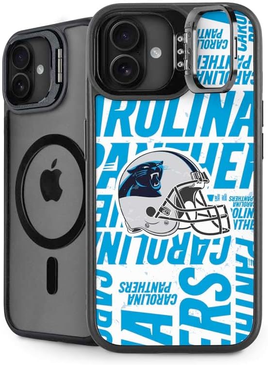Skinit Kickstand Phone Case Compatible with iPhone 16 - Officially Licensed Liquid Blue NFL Carolina Panthers Running Back Design