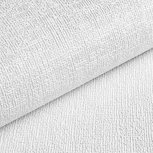 Livelynine Epais Papier Peint Adhesif Mural Blanc Imperméable Revetement Mural Adhesif Blanc Papiers Peints Blanche Relief Rouleau Adhésif Chambre Salon...