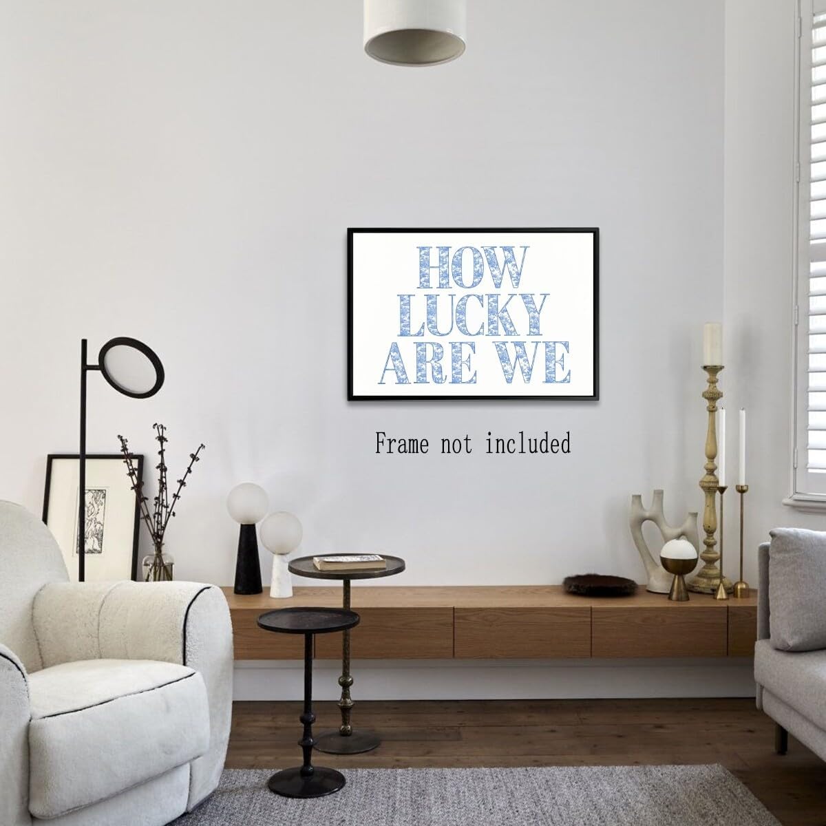 How Lucky Are We Print Wall Art, Trendy Grandmillennial Song Lyrics Art Canvas Wall Decor, Retro Blue Floral Aesthetic Positive Affirming Quote Poster for Apartment Bedroom Dorm 16x24inch Unframed - Image 3