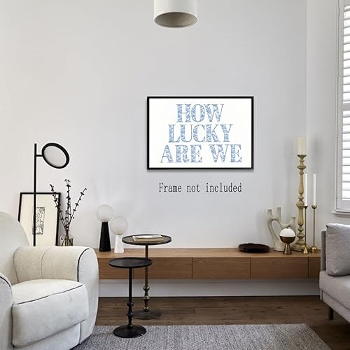 Miniatura 3 de Arte de pared con texto en inglés How Lucky Are We Print, letras de canción de Grandmillennial, decoración de pared, póster retro azul floral