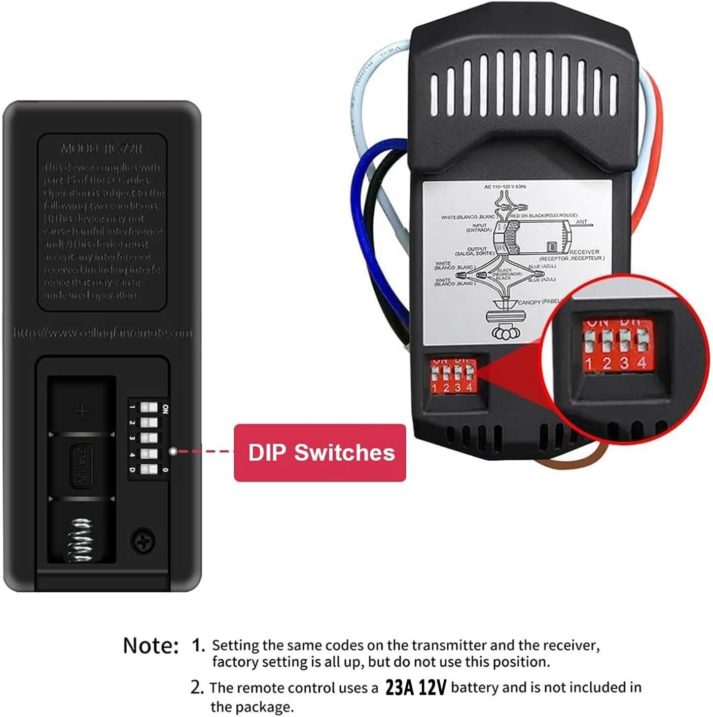 Universal Ceiling Fan Remote Control Kits with Light Dimmer 3 Speed Fan Controller Receiver Lamp Dim Remote Replacement for Hampton Bay/Hunter/Harbor Breeze/Westinghouse/Honeywell & More