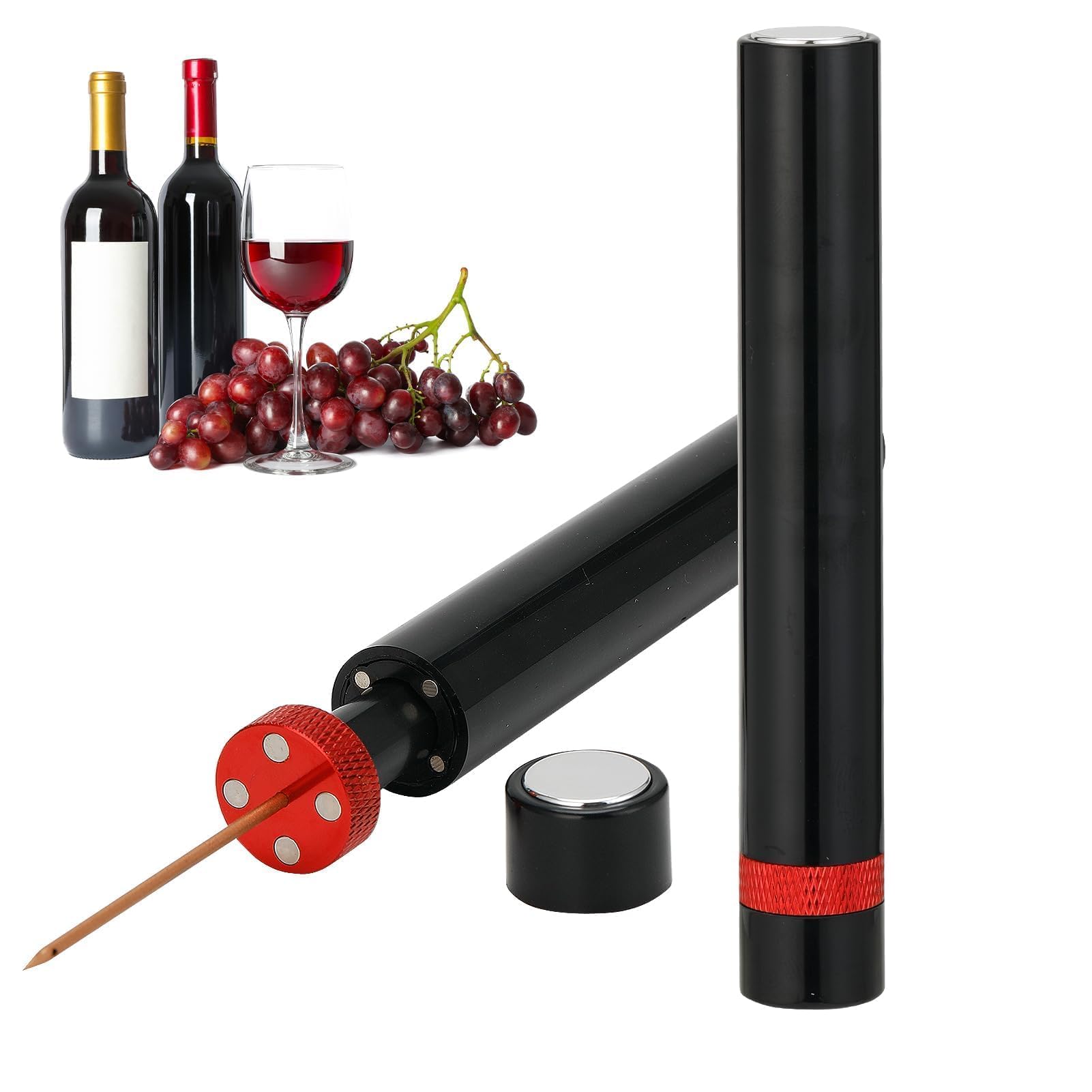 Sacacorchos Presión para Vino, Abridor de Botellas de Aire, Abridor de Presión por Aire Comprimido, Portátil y Sin Esfuerzo para Vino, Elegante Accesorio Compatible con Casa Fiesta Regalo, Plug & Play