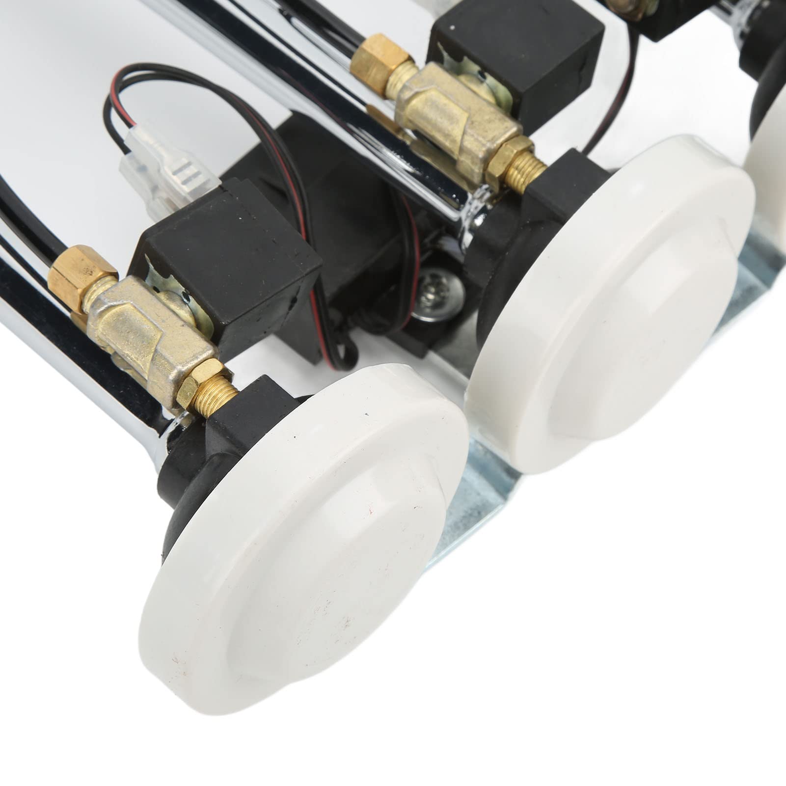Tromba aria 3 corni cromata 6 melodie 305/342/385x79mm DC12V/24V per auto club, camion e yacht suono potente e design distintivo per veicoli e imbarcazioni