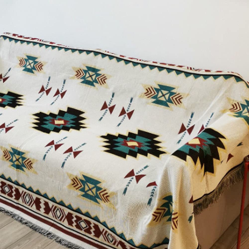 Bohema narzuta koc na sofę pokrowiec na krzesło obrus sofa narzuta patchworkowa dywan kolorowy plemienny wzór przytulny ciepły kanapa krzesło zestaw łóżko kołdra dzianinowa narzuta biały 90 * 240 cm