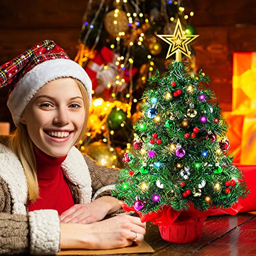 Joy Spot! 24 Inch Tabletop Christmas Tree, Mini Artificial Christmas Tree With 60 Led String Lights & Ornament, Christmas Decorations For Home And Office #TOP5