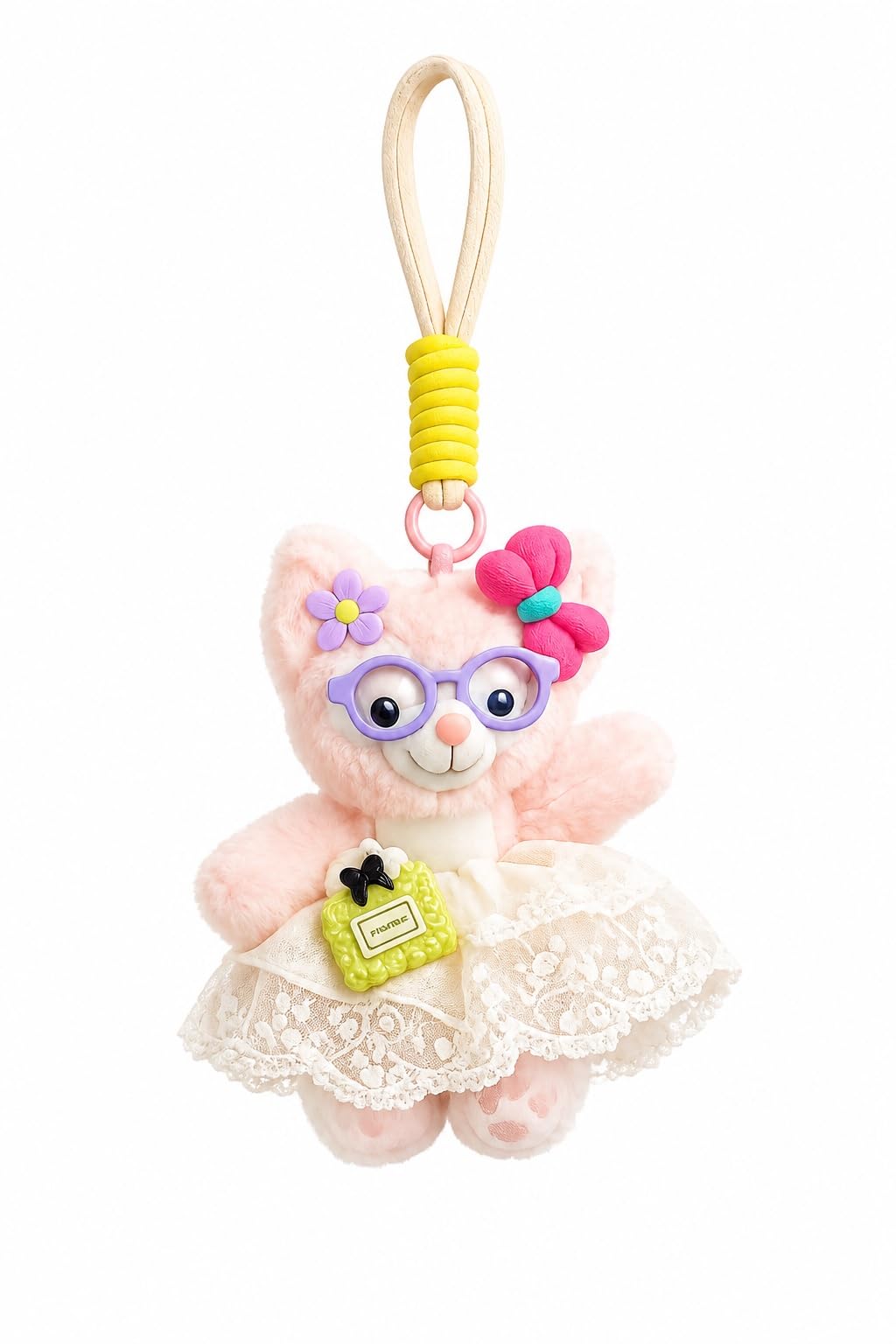 Cute White Teddy Bear Plush Keychain with Pink Dress & Mini Camera Charm Keychain for Girls Keyring Gift for Girls, Kids & Teddy Lovers-image-35