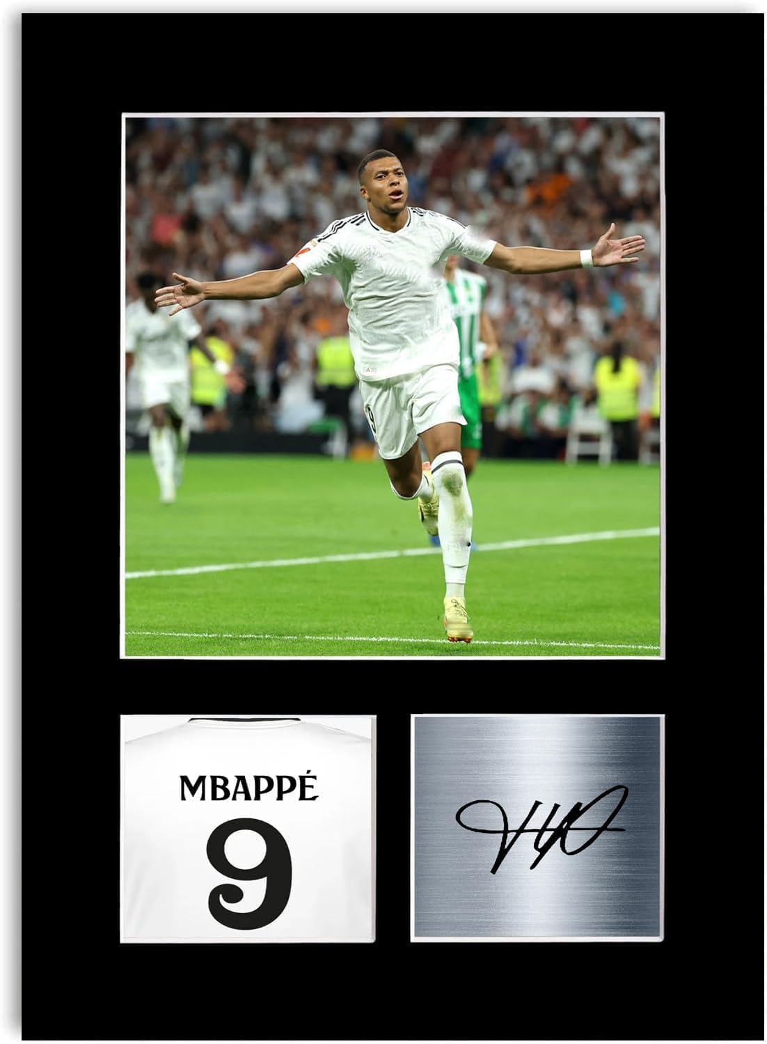 Fotografia autografata Kylian Mbappe 2024 A4 regalo fan Madrid