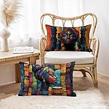 Fundas Cojines Abstracto Color Exterior Impermeable Funda Cojin 50x70 cm Juego de 2 con Cremallera Oculta Lino Fundas de Almohada Decorativas, Rectangular Cojines Sofa de Calidad, Home Decor h-84