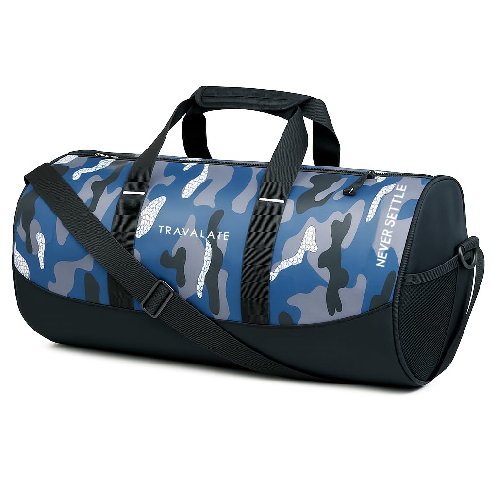 travalate 18 Inch Sports Duffle Gym Bag with Separate Shoe Compartment, 30L Waterproof Gym Duffel Bag, Lightweight Sports, Yoga, Travel Bag Ideal for Men and Women -Military Blue (18 X 10 X 9.5 in)-picture-50