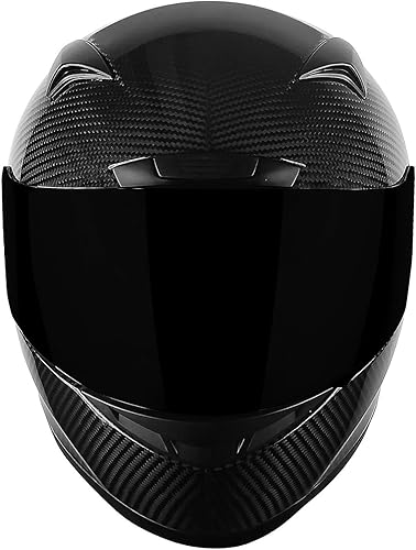 Miniatura 3 de Casco cerrado auténtico para motocicleta de fibra de carbono color negro, pesa solo 3.2 lb