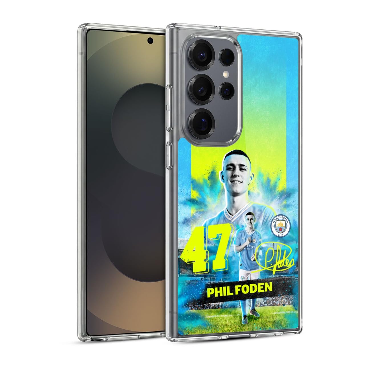 Head Case Designs Officially Licensed Manchester City Man City FC Phil Foden 2023/24 First Team Gel Case [Military Grade] Compatible with Samsung Galaxy S25 Ultra and Compatible with MagSafe