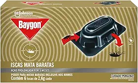 Baygon Iscas Mata Barata, Inseticida que Protege por até 3 meses, 6 Unidades de 2,6g