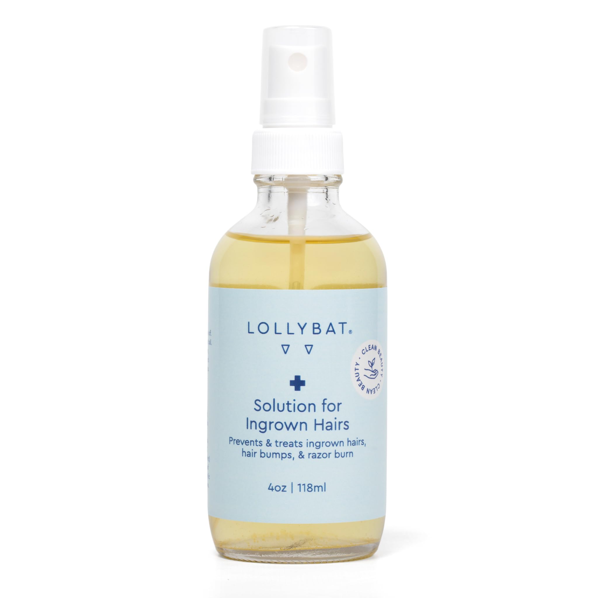 Lollybat Ingrown Hair Solution Spray, Prevent and Treat Razor Burn, Ingrown Hairs, and Hair Bumps. Post Waxing and Shaving Toner for Teens, Men and Women, Natural Ingredients, 4 oz, Made in USA