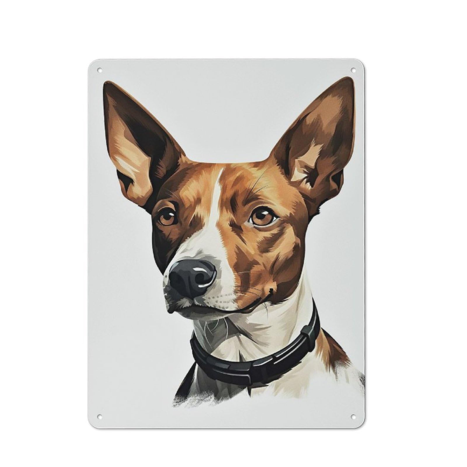 Junmoney Basenji Dog Portrait With Collar Nostalgic Decorative Tin Plaque 40X30cm Featuring Classic Pub Decor For Cafe, Pub, Workshop Or Home Bar