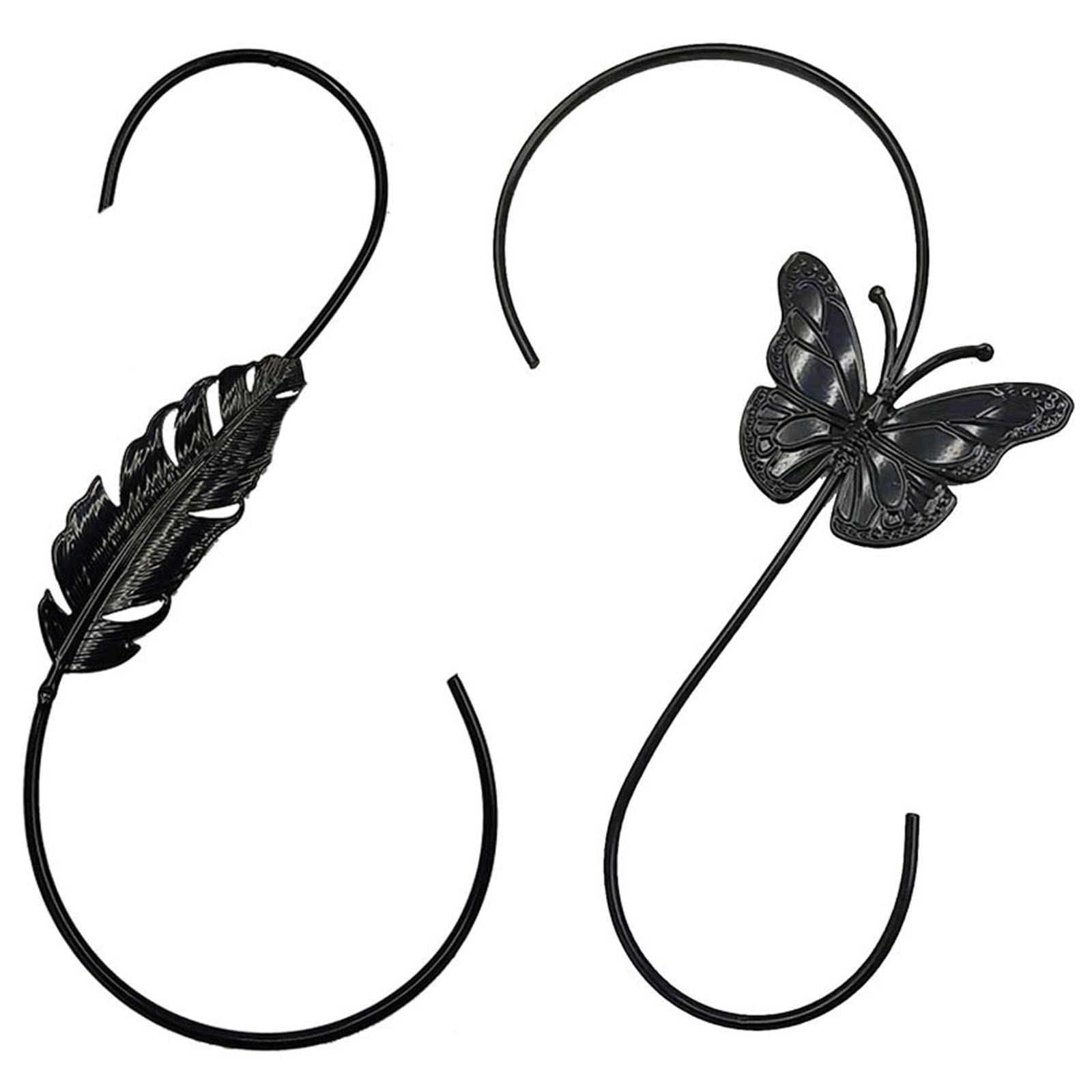 NEWFT Set of 2 Bird Feeder Hanger 12-Inch Metal Hummingbird Feeders S-shaped Hook with Exquisite Decorations for Hanging Plant