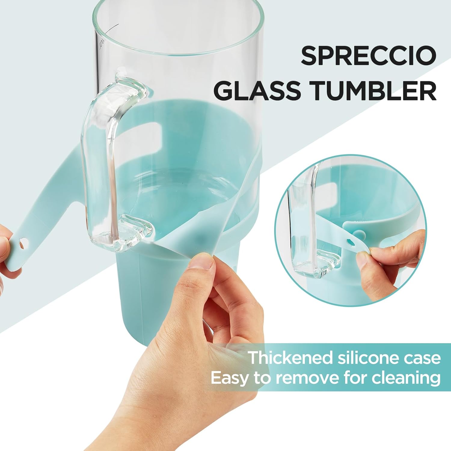 Glass Tumbler with Straw and Lid, 40oz Reusable Iced Coffee Tumbler with Handle Purple, Glass Water Bottles Fit in Cup Holder, Smoothie Cup with Lid, Clear Water Bottle with Straw - Image 7