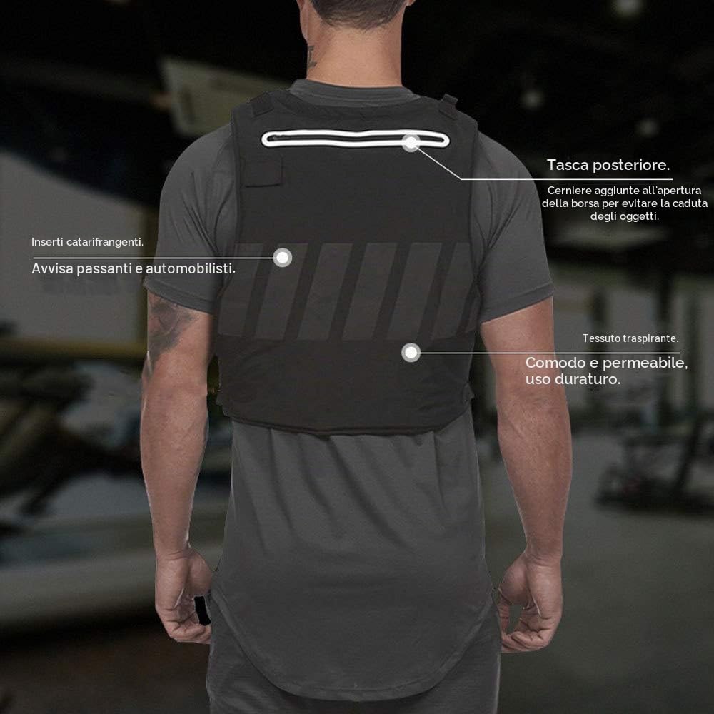 YUANZHOU Gilet Tattico Multifunzionale Gilet Protettivo Da Lavoro Riflettente. Tuta Da Allenamento Riflettente,Black