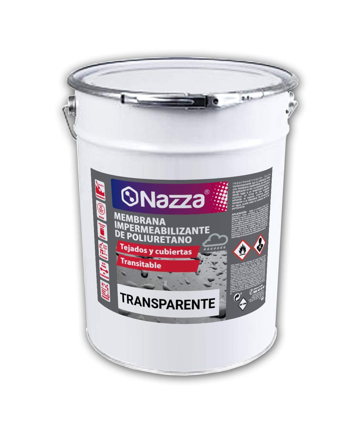 Membrana de Poliuretano Transparente | Poliuretano Líquido Monocomponente para Impermeabilizaciones | 15 Litros