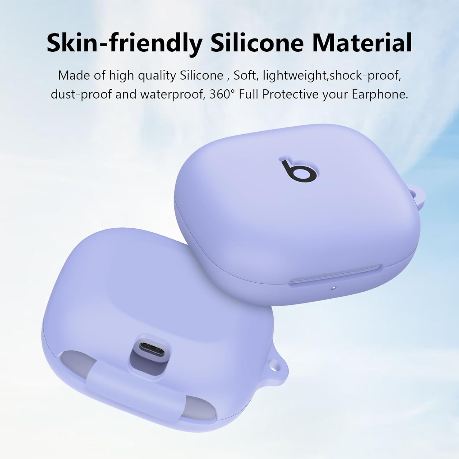 for Beats Powerbeats Pro 2 Case Cover with Keychain, Soft Silicone Case Cover for Beats Powerbeats Pro 2 Generation Full Shock-Absorbing Protective Case for Women Men Front LED Visible (Light Purple) - Image 2