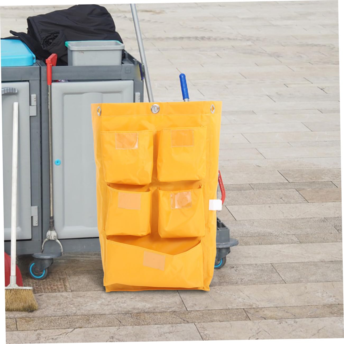 Bolsa para Carro de Limpieza Paño Durable y Cierre Seguro, Adecuado para Limpieza en Entornos Comerciales y Hoteleros