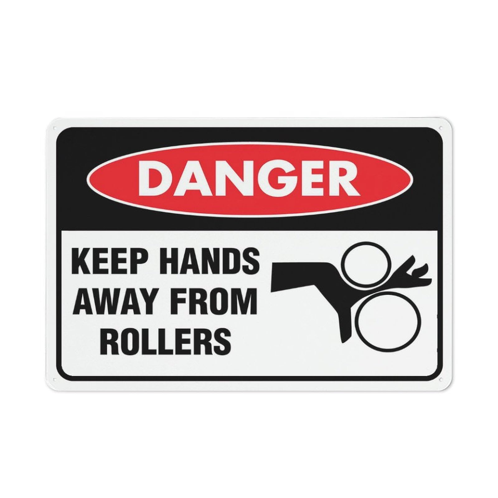peiyeety Danger Keep Hands Away from Rollers Sign 8"X12" Rust Free Aluminum Signs Outdoor, Metal Tin Sign for Home, Business, Yard