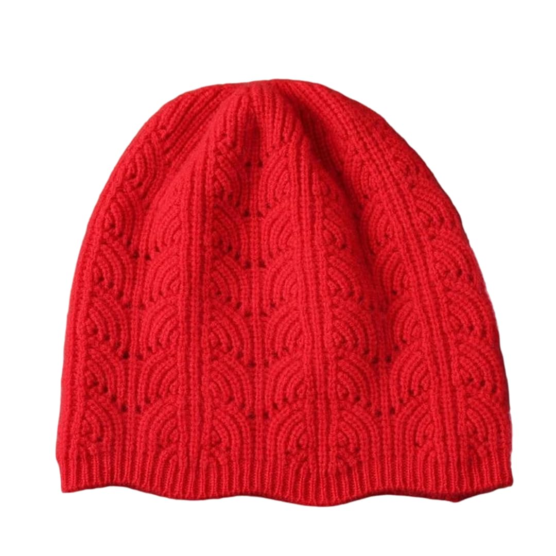 Cappelli Lavorati a Maglia， Berretto Unisex in Lana Merino Multicolore(Red)