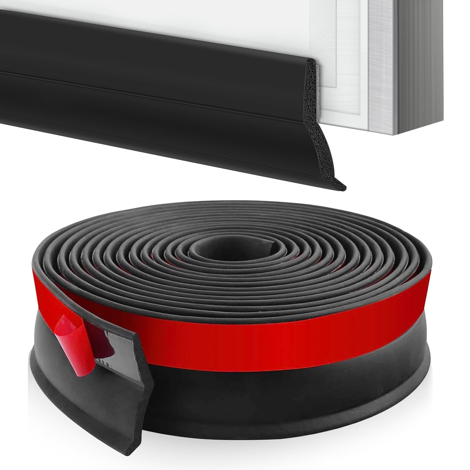 Woobroo 3m Garage Door Seal, Draught Excluder for Doors, Self-Adhesive Rubber Draught Excluder for Weather and Dust Protection