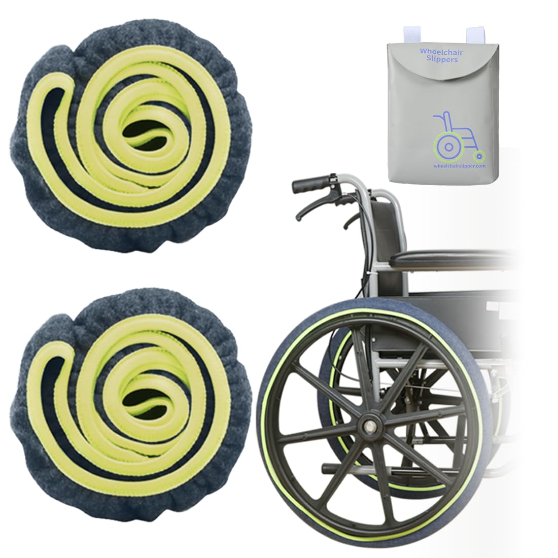 Coperture per pneumatici per sedia a rotelle per proteggere pavimenti e tappeti, accessori per sedie a rotelle, 2 pezzi (blu, 61 cm)