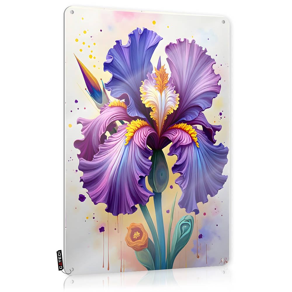 Fzfn Colour Decoration Clean Music Haves Vibrant Iris Bloom: A Colorful Floral Painting - Vintage Wall Decor For Lake(20X30cm)